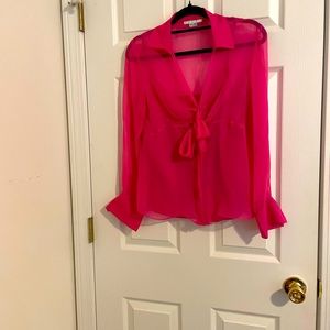 ICE pink sheer dress top with matching camisole underneath! Cute buttons. Sz M.